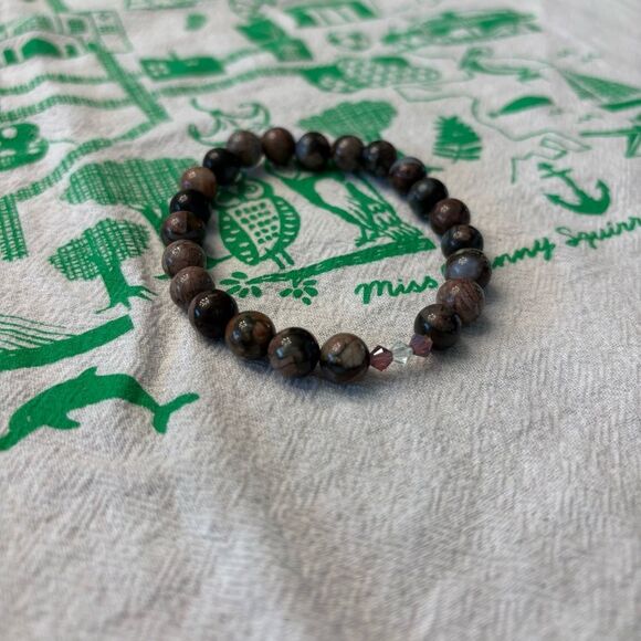 Elegant GLAUCOPHANE Beaded Bracelet 7” with Swarovski crystals - Picture 4 of 5